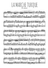 Téléchargez l'arrangement pour piano de la partition de mozart-la-marche-turque en PDF, niveau moyen